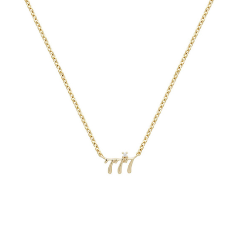 14K gold-plated necklace featuring the number 777