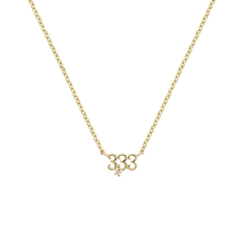 14K gold-plated necklace featuring the number 333 as a charm