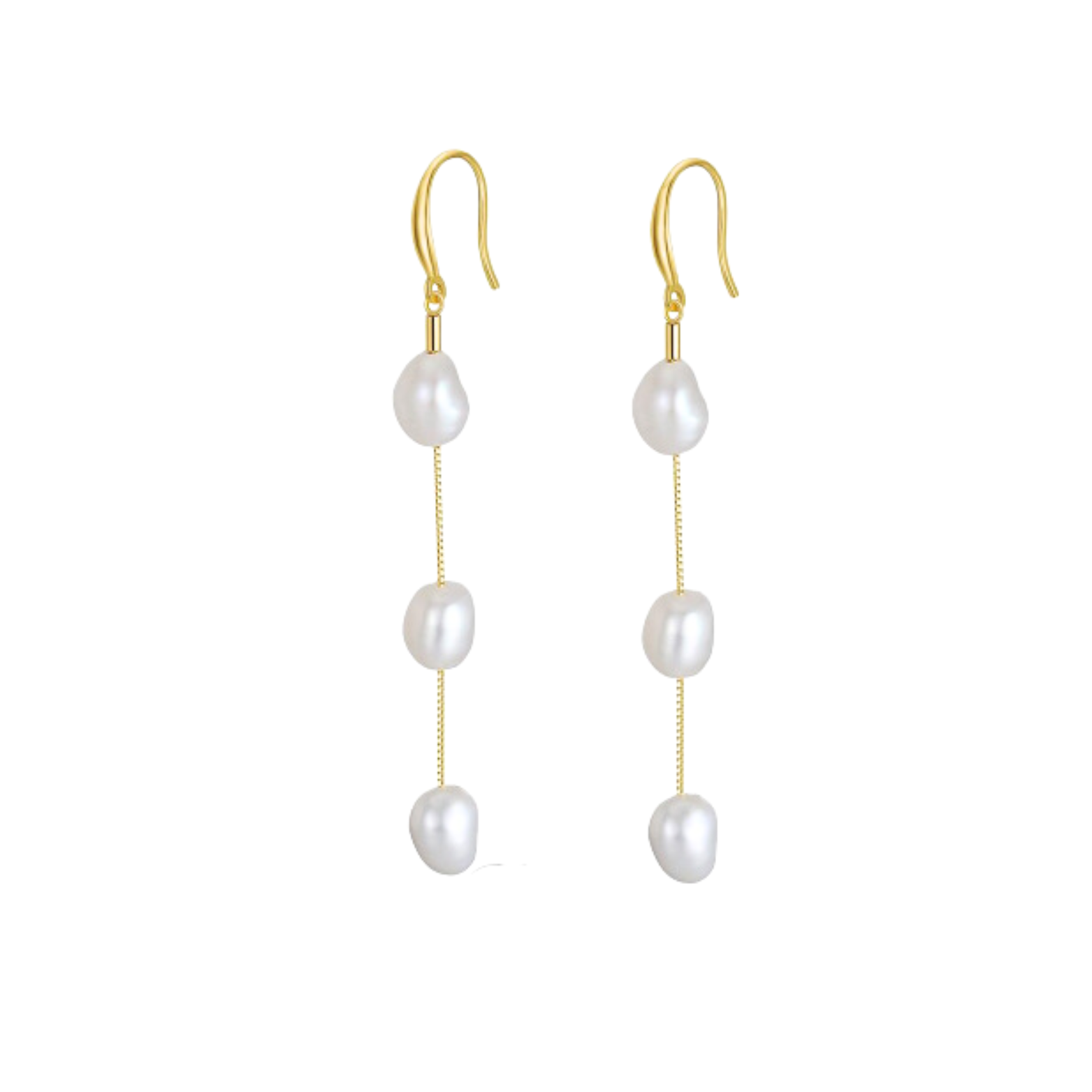 Ivory Pearl Earrings with 14K Gold Plating on display