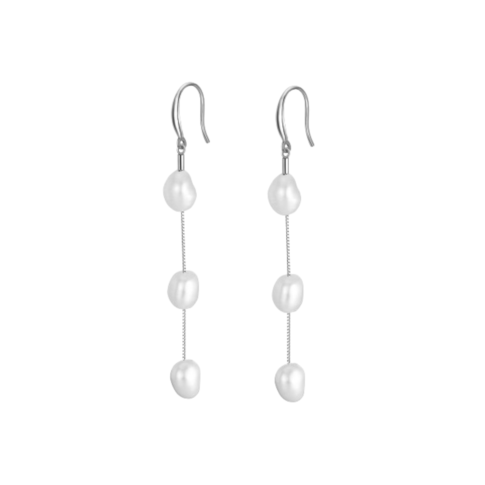 Close-up view of Ivory Pearl Earrings with Sterling Silver hooks