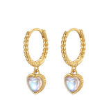 Luna Moonstone Hoops - 14K Gold Plated
