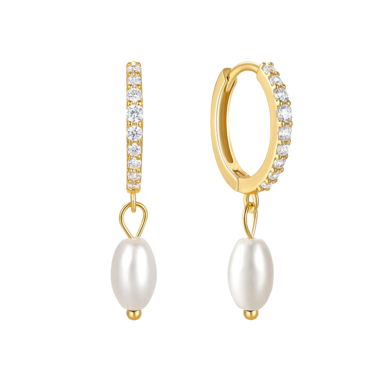 14K gold-plated Kayla hoop earrings with pearls