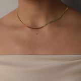 Staple Herringbone Necklace - 14K Gold Plated