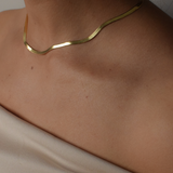 Staple Herringbone Necklace - 14K Gold Plated