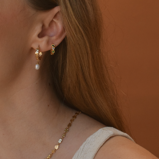 Molten Pearl Hoops - 14k Vermeil Hoops