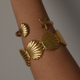 Large Seashell Cuff - 18K Gold Plated Stainless Steel