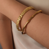 Bamboo Bangle - 18k Gold Plated Stainless Steel