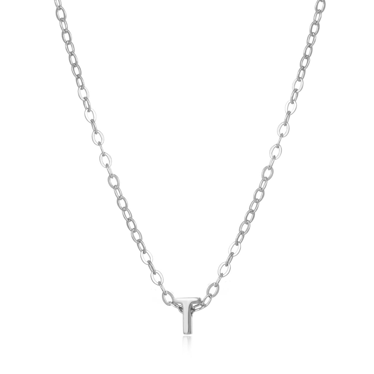 Sterling silver petite necklace featuring a small diamond embellishment