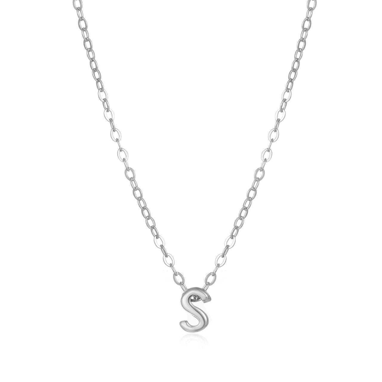 Sterling silver necklace with a petite initial S charm