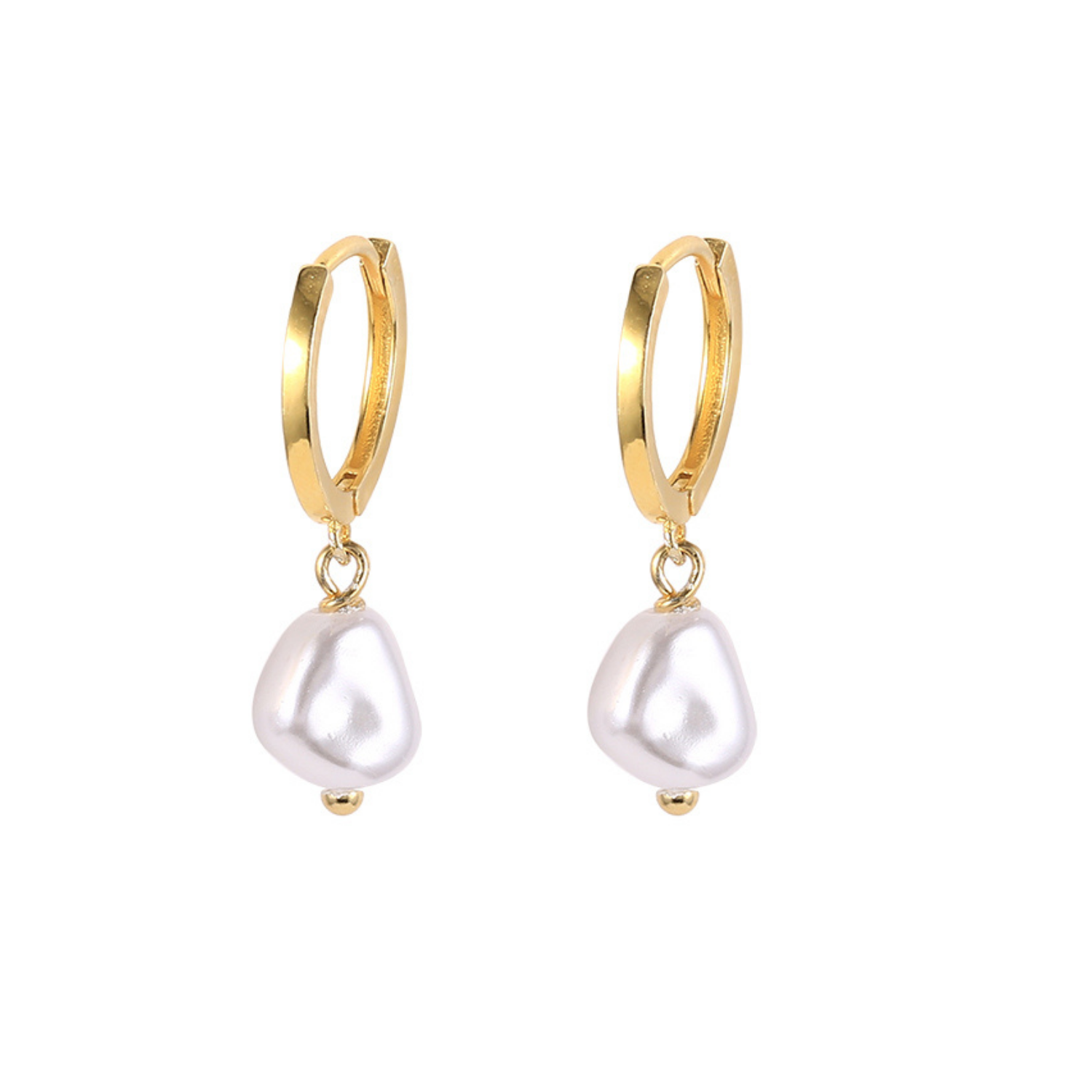 14K Gold Plated Baroque Hoops displayed against a white backdrop
