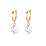 14K Gold Plated Baroque Hoops displayed against a white backdrop