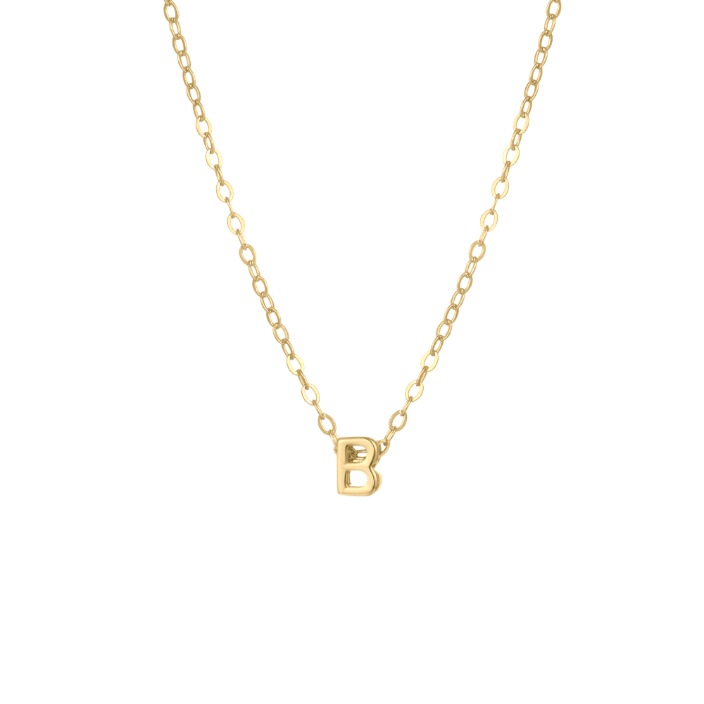 Petite 'B' initial necklace crafted in 14k vermeil
