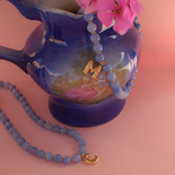 Blue Agate Initial Necklace - 14K Stainless Steel