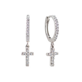 Mini Cross Huggies - Sterling Silver