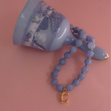 Blue Agate Initial Necklace - 14K Stainless Steel