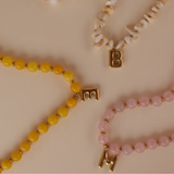 Yellow Aventurine Initial Necklace - 14K Stainless Steel