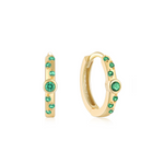 14K gold-plated hoop earrings with green Logan stones