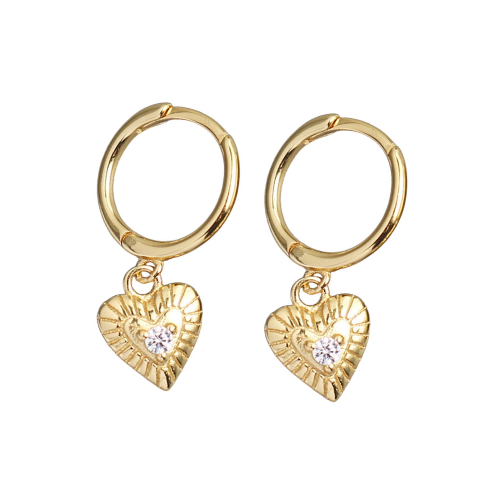 14K gold-plated hoop earrings in the shape of hearts