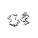 Sterling silver hoop earrings with a wave pattern design