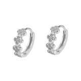 Sterling silver hoop earrings with clover design