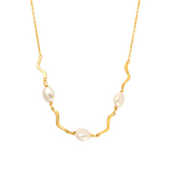 14k gold-plated Cove Necklace with pearls detail