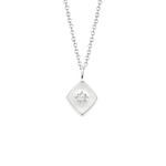 Close-up of the Altair Necklace's sterling silver pendant on a chain