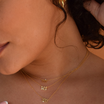 Elegant 14K gold plated 111 Angel Number Necklace on a display