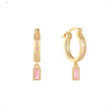 Pink Skylar Hoops - 14K Gold Plated