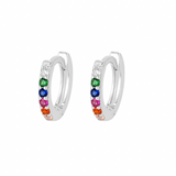 Rainbow Mini Huggies - Sterling Silver
