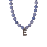 Blue Agate Initial Necklace - Stainless Steel