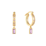 Purple Skylar Hoops - 14K Gold Plated