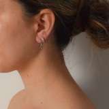 Diamond Hoops - Sterling Silver