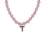 Rose Quartz Initial Necklace - Stainless Steel