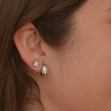 Side view of sterling silver teardrop stud earrings