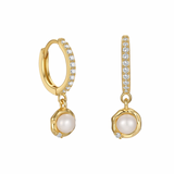 Annabelle Pearl Hoops - 14K Gold Plated