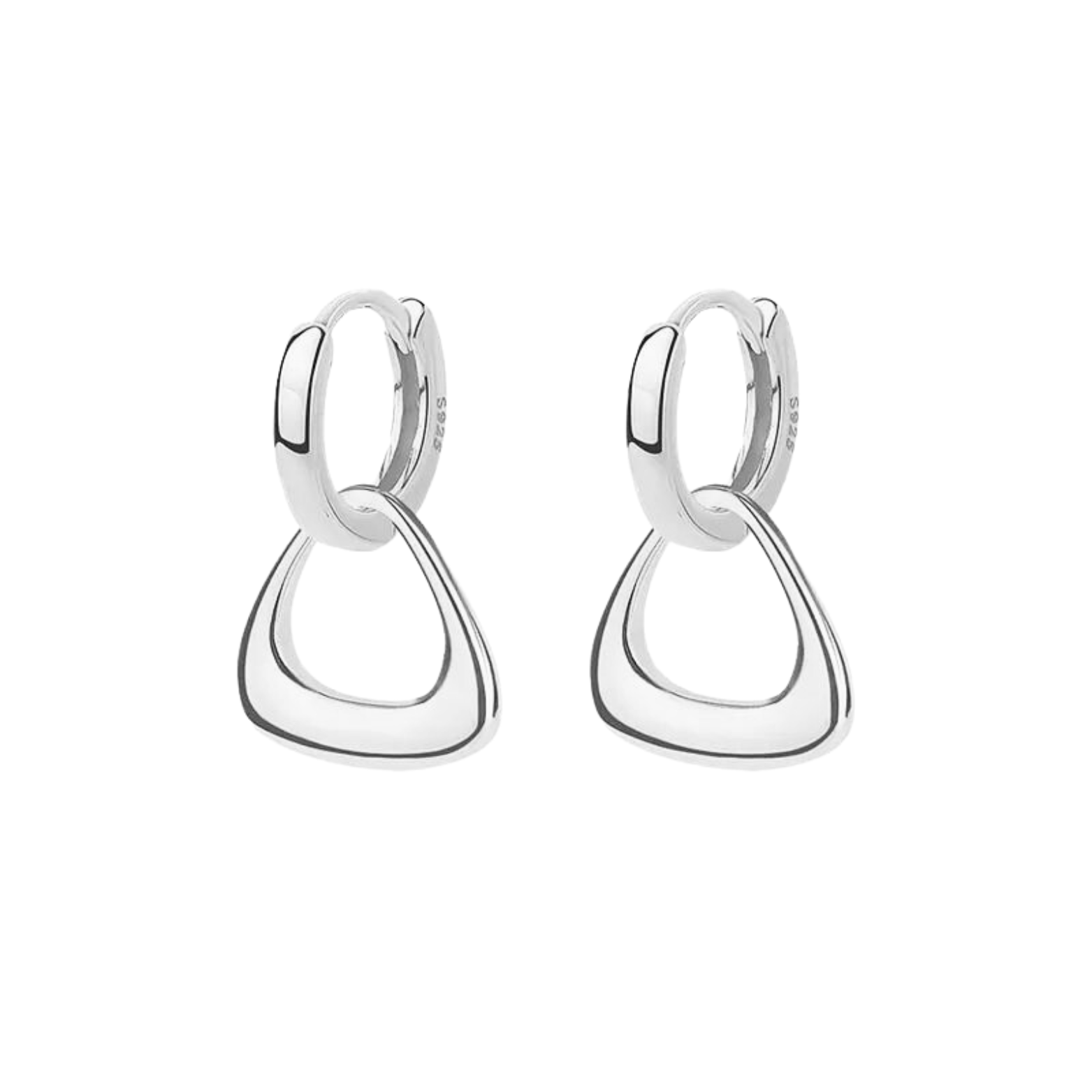 Sterling silver Athena Hoops with a geometric design