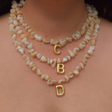 Shell Initial Necklace - 14K Stainless Steel