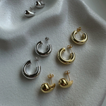 Samantha collection display featuring sterling silver hoop earrings in various sizes