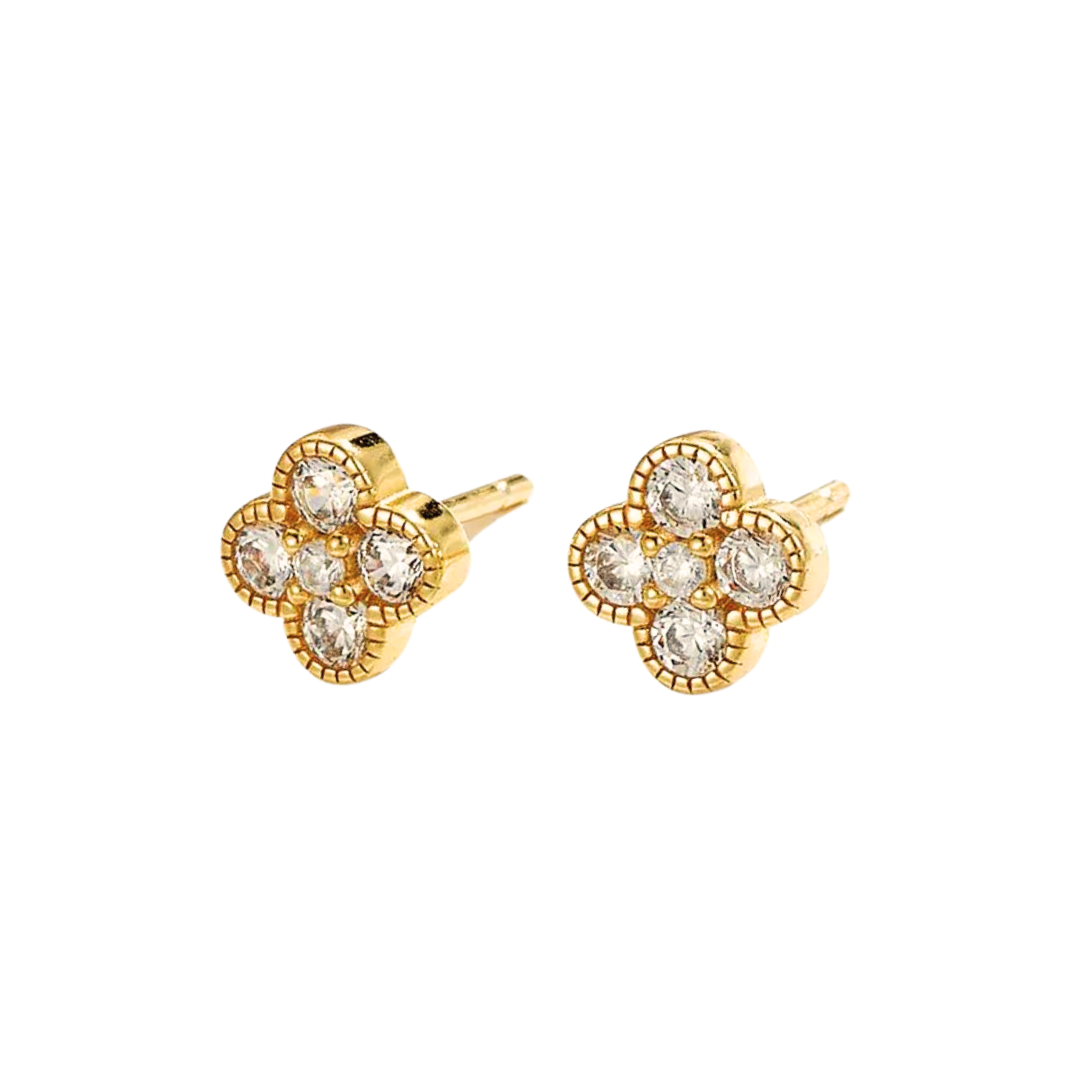 14K gold plated clover stud earrings