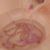 Rose Quartz Initial Necklace - 14K Stainless Steel