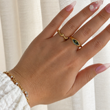 Green Vanessa Ring - 18K Gold Plated Stainless Steel