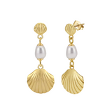 Ariel Pearl & Shell Earrings - 14K Gold Plated
