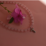 Rose Quartz Initial Necklace - Stainless Steel