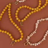 Yellow Aventurine Initial Necklace - 14K Stainless Steel