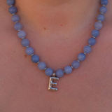 Blue Agate Initial Necklace - Stainless Steel