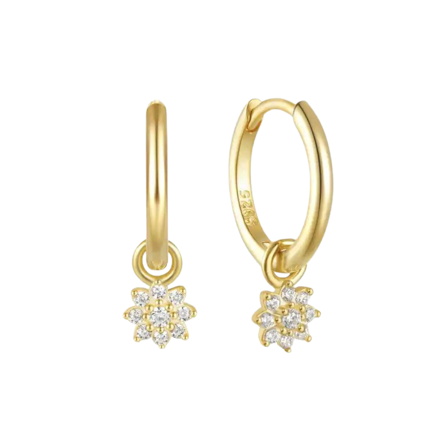 14K gold-plated hoop earrings with daisy design
