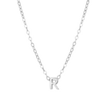 Petite Initial Necklace - 14K Solid White Gold