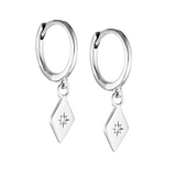 Diamond Hoops - Sterling Silver