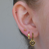 Black Heart Hoops - 14K Gold Plated