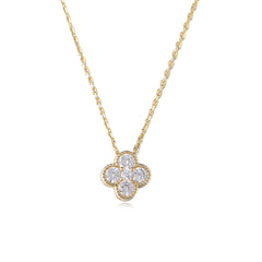 14K gold plated necklace featuring a clover pendant